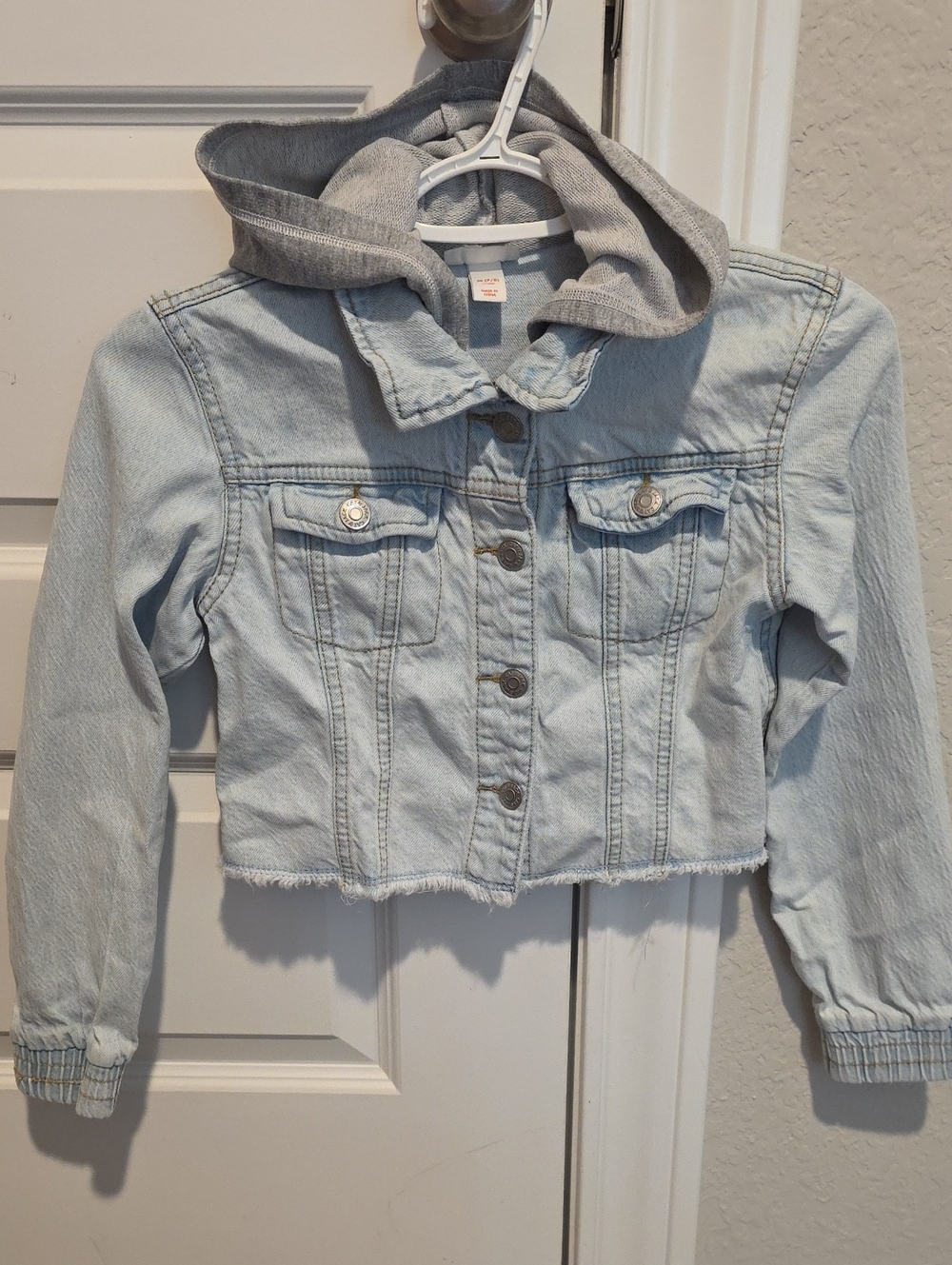 Cat & Jack Light Blue Denim Jacket with Gray Hood